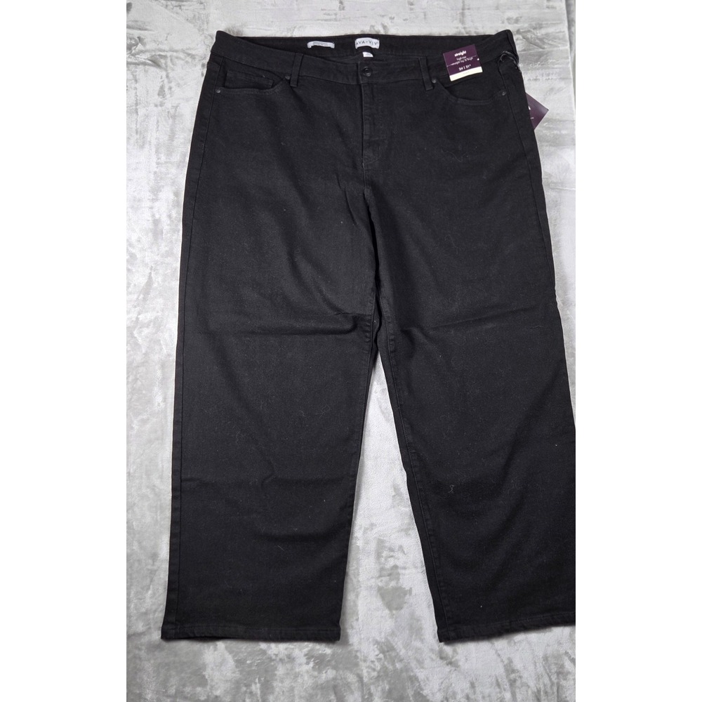 Ava & Viv High Rise Straight Leg Jeans Black Stretch Plus Size 24 31 NWT